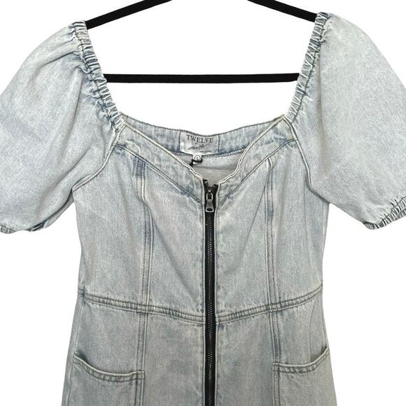 NWT OnTwelve Womens Heart Shaped Mini Denim Dress Light Wash Size Small - Picture 5 of 8